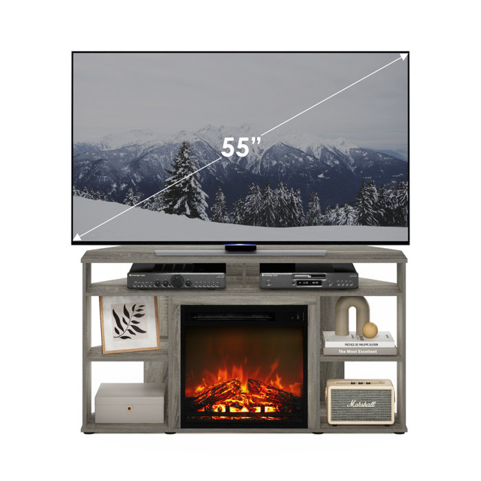 Latitude Run® 46.54'' W Corner Storage Credenza with Electric Fireplace